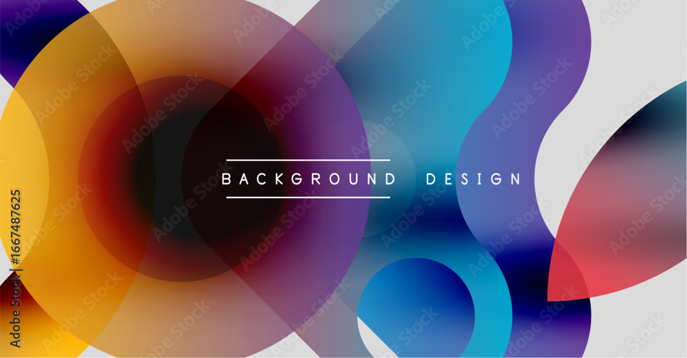Poster abstract colorful shapes overlap, creating vibrant gradients. modern design elements suggest fluidit