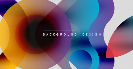 Fototapeta premium Abstract colorful shapes overlap, creating vibrant gradients. Modern design elements suggest fluidity, energy, visual appeal.