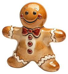 Obraz premium PNG Ceramic gingerbread man christmas figurine confectionery.