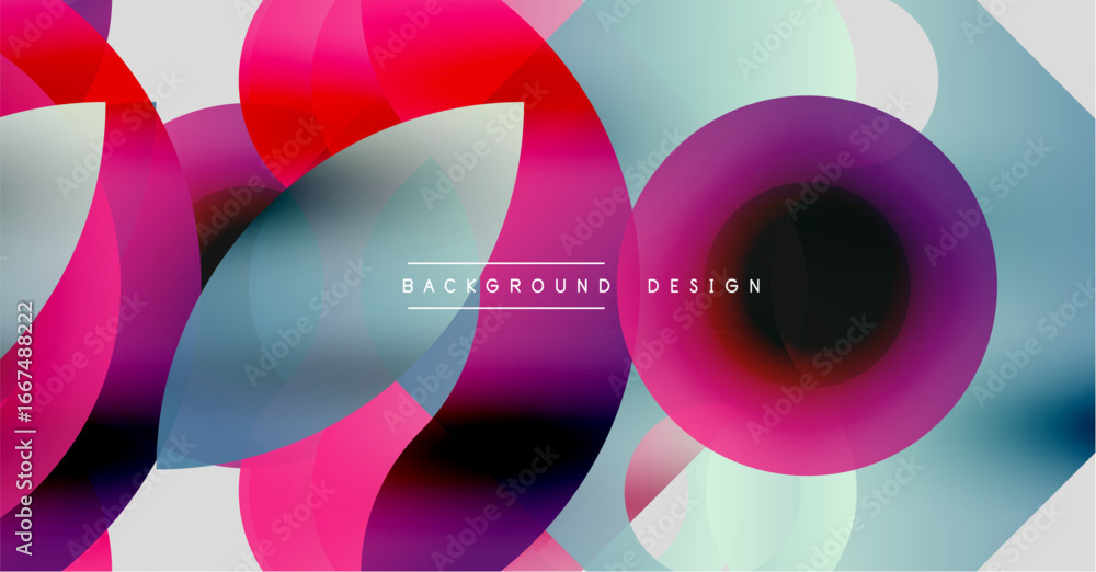 Poster abstract colorful circles overlap, creating dynamic visual effect. modern design with gradient shade