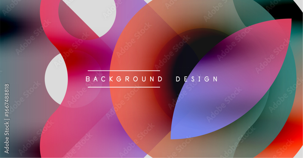 Poster abstract colorful shapes overlap. vibrant hues blend, creating dynamic visual effect. modern design 