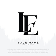 LE EL initial handwriting and luxury monogram logo
