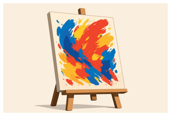 Vibrant abstract canvas vector - bold, colorful modern art, splash of red, blue, yellow