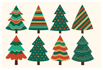 Modern artistic christmas trees vector | unique holiday designs and simple compositions