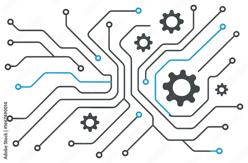 Aufkleber abstract tech vector: connectivity and circuitry design for high-tech innovation concepts