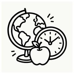 Education icons: school, learning, and classroom symbols vector for back to school designs