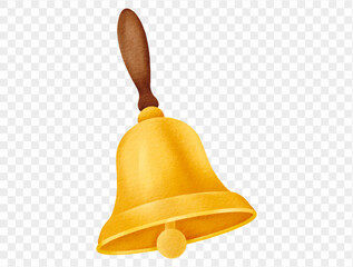 Obraz premium Watercolor golden school bell ringing classroom element illustration Vector.