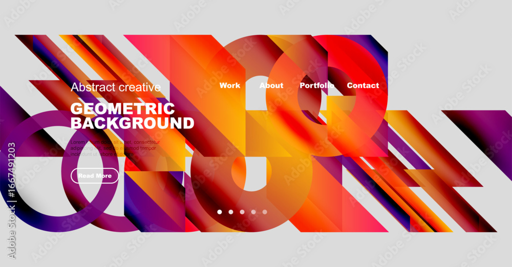 Poster dynamic abstract design. vivid colors blend, creating flowing geometric shapes. text overlays offer 