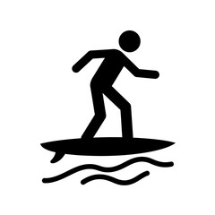 Surfing Sport Icon Surfer on Surfboard Vector Pictogram