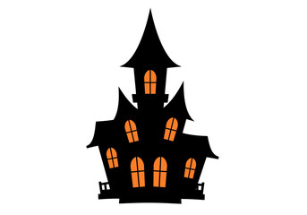 Spooky Haunted House Silhouette Halloween Vector Illustration