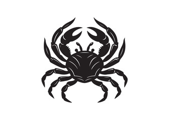 Sea Crab Black Silhouette Illustration with Claws Raised Up.