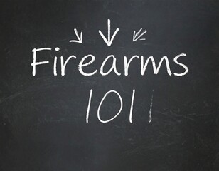 Obraz premium Chalkboard text announcing a firearms introductory course