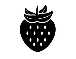 Flat Minimalist Fresh Strawberry Icon in Monochrome Design