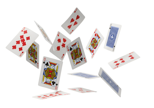 Playing Cards Falling: Casino, Poker, Gambling, Game Background Isolated on Transparent Background