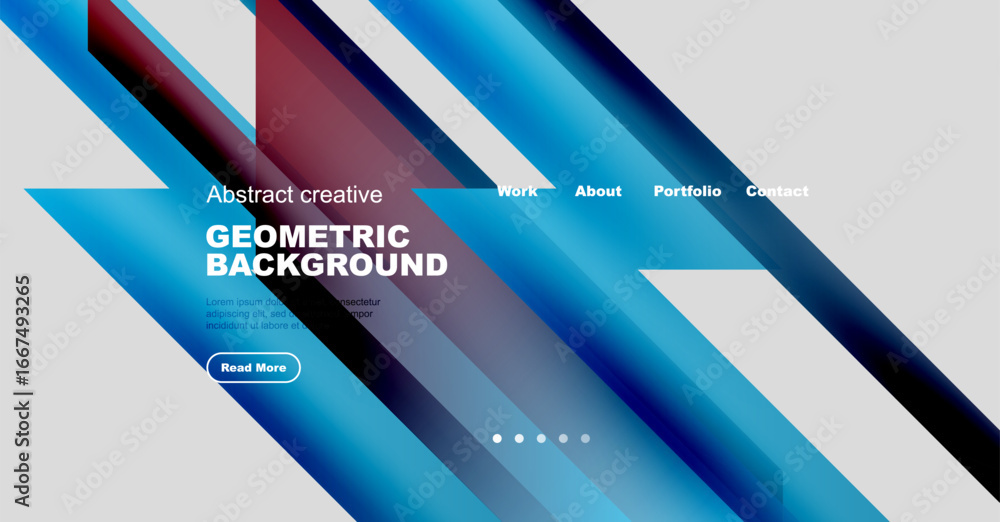 Poster abstract geometric background design. website header with navigation elements, text, button. gradien