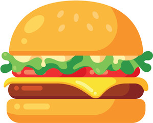 Classic Hamburger Flat Vector Style Illustration