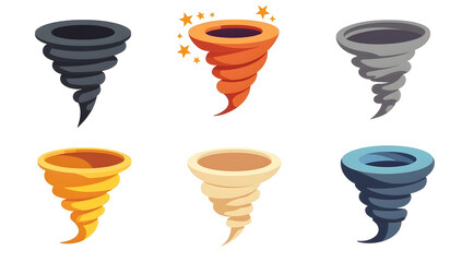 Set of colorful tornado or cyclone icons. Generative AI