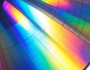 Obraz premium A vibrant rainbow light cascades over a textured abstract structure.