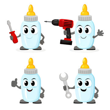 vector illustration of pacifier mascot or character collection set with service or repair theme