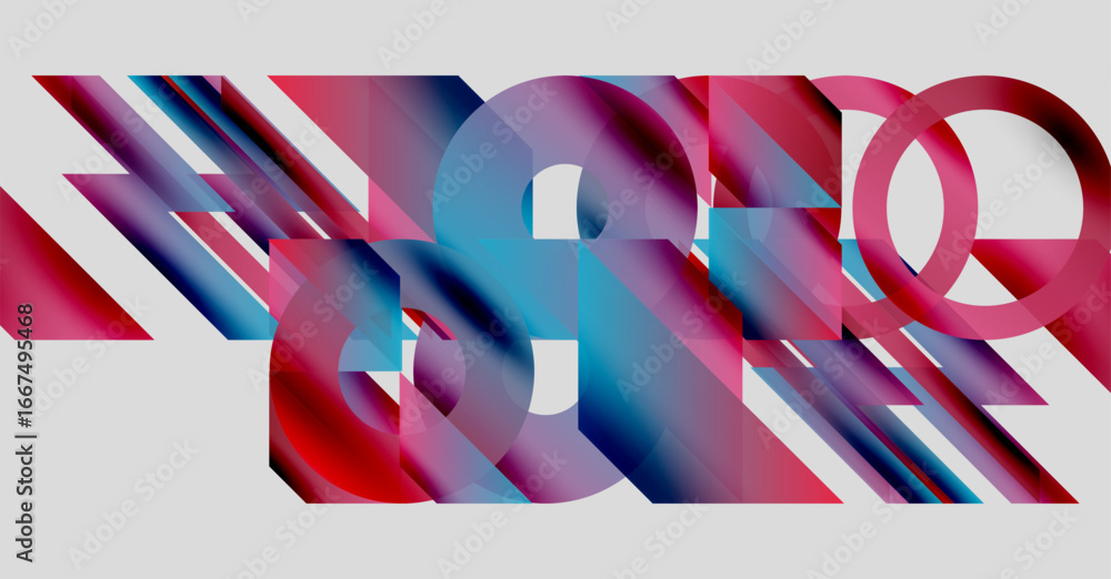 Poster abstract composition. bold colors intersect, creating dynamic visual effect. shapes overlap, suggest