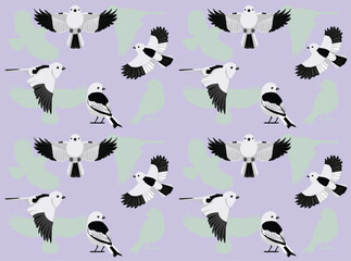 Snow Bunting Bird Cartoon Character Seamless Wallpaper Background