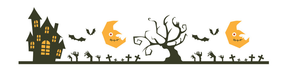 ハロウィンの区切り線・装飾用素材/Halloween Divider Line and Decorative Material