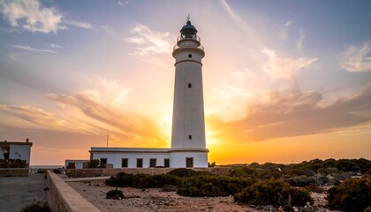 Coastal Lighthouse Sunset Mediterranean Seascape