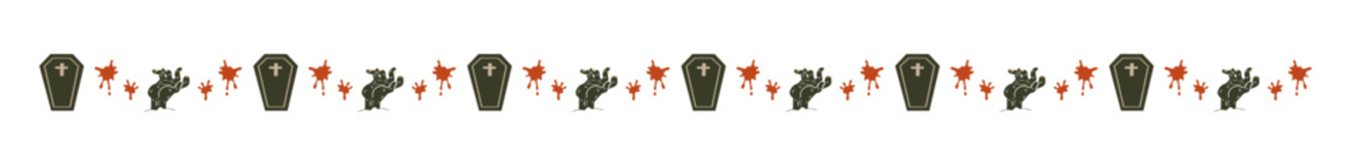 ハロウィンの棺桶とゾンビの区切り線/Halloween Coffin and Zombie Divider Line