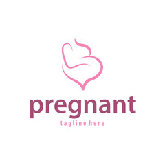 Silhouette of pregnant logo, mother pregnancy concept with simple, minimalist, elegant line design, health symbol template illustration
