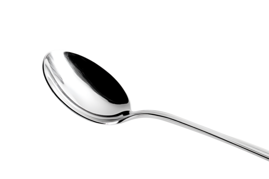 Reflective Silver Spoon on Isolated Background for Culinary and Tableware Concepts in Modern Design