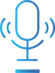 “AI VOICE COMMAND” – Stylized Microphone Icon with Sound Waves for Voice Recognition, Command Activation, and Emotional Interface Design