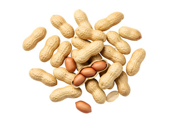 Obraz premium Roasted Peanuts: Close-Up View of Shelled and Unshelled Peanuts Isolated on Transparent Background