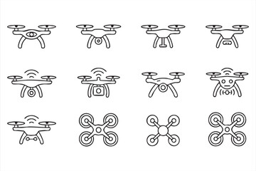 Aerial photography and drone icons for high-tech, innovation, and transportation designs