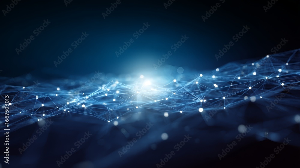 Aufkleber abstract technology background with connected lines and dots, visualizing data flow digital connecti