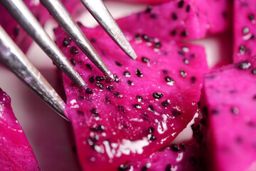 Vibrant dragon fruit slices ready to be enjoyed