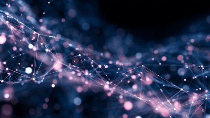 Obraz premium Deep blue abstract art, a minimalist design with scattered pink and white dots on canvas