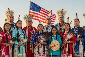 Group of Native American elders and youth together