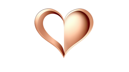 valentines day text rose gold color style in heart shape on white background