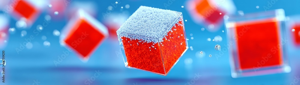 Poster a captivating display, red and white object effortlessly floating in the air red