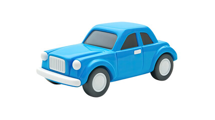 Fototapeta premium blue cartoon toy car on white background