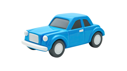 blue cartoon toy car on white background
