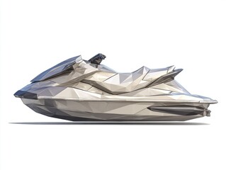 Sleek Beige Jet Ski Low Polygonal Render
