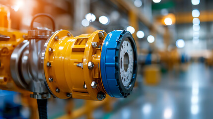 Fototapeta premium Industrial machinery component manufacturing plant equipment focus modern environment close-up view engineering concept