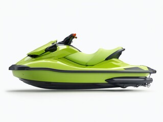 Naklejka premium Sleek Lime Green Personal Watercraft on White Background