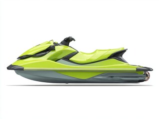 Naklejka premium Sleek Lime Green Personal Watercraft on White Background