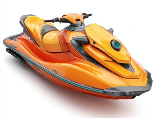 Sleek Orange and Black Jet Ski on White Background