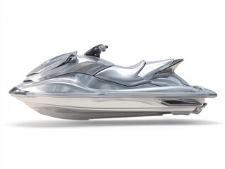 Sleek Silver Personal Watercraft on White Background