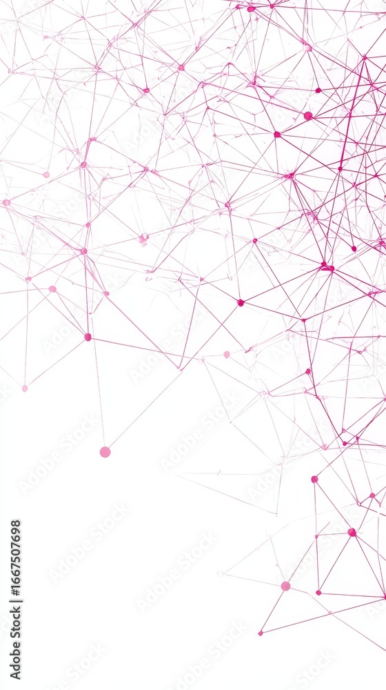 Aufkleber interconnected red network on white, abstract design representing connection and data