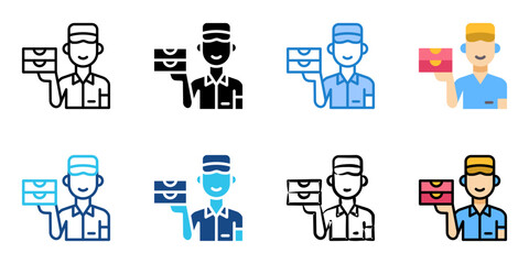 Fototapeta premium Courier icon set multiple style collection illustration vector. 