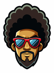 colorful illustration of a cartoon afro man mascot, isolated on white background, suitable for logo, mascot, branding, game character, and etc